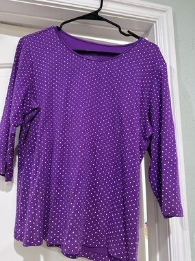 Christopher & Banks Purple Polka Dot Long Sleeve Tee